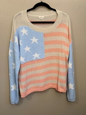 POL Flag Pattern Pastel Loose Knit Pullover Sweater Women’s Size Large